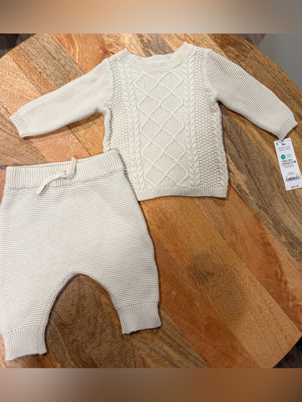 Carter's Cream Cable-Knit Sweater & Knit Pants Set